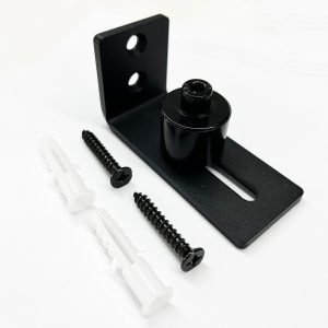 Black Carbon Steel Wall Mount Adjustable Sliding Barn Door Bottom Floor Guide With Ball Bearings And Flush Flat Bottom Design-HMDD825